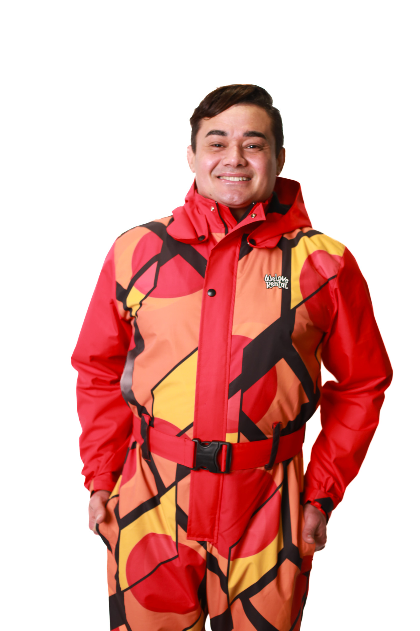 Macacão Vermelho/Laranja Geométrico