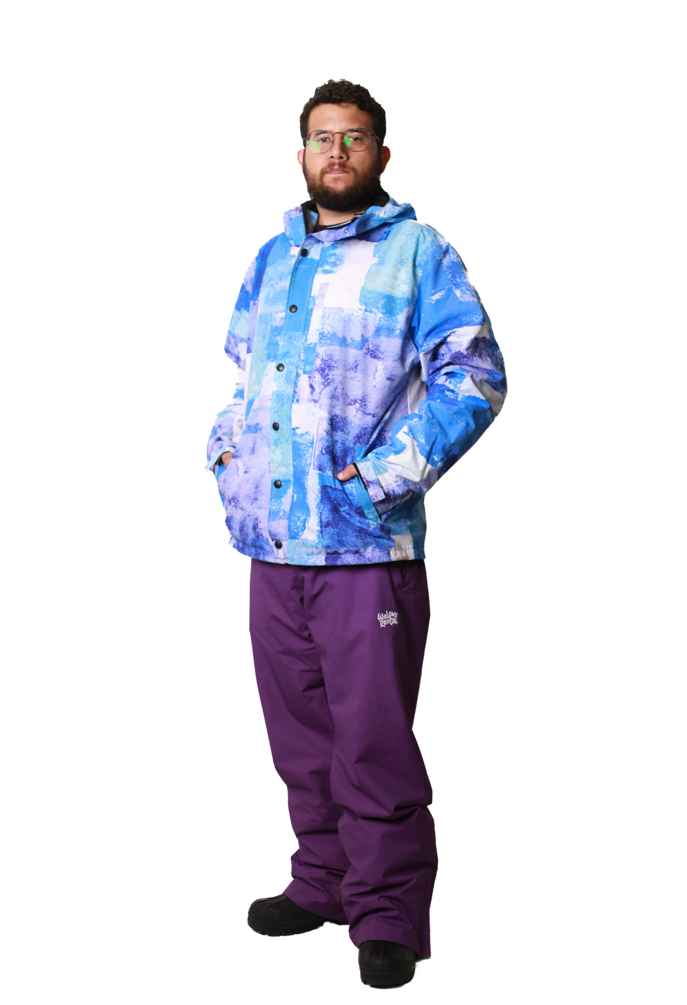 Kit Jaqueta Azul Aquarela + Calça Roxa